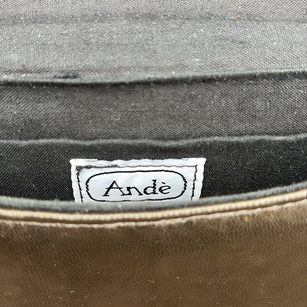 Vintage Ande Bronze Pewter Metallic Crossbody Clutch Bag Removable Strap Vintage - Picture 10 of 15